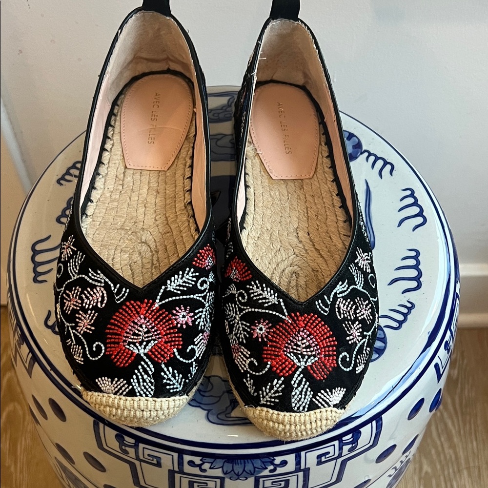 AVEC LES FILLES “Gisella” Embroidered espadrilles